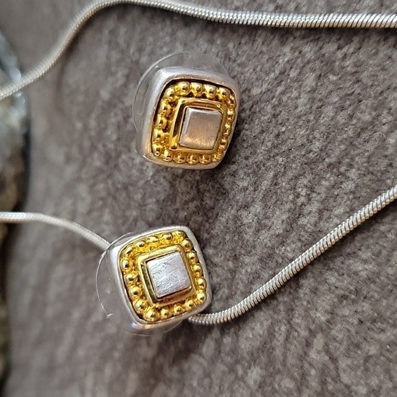 Vtg PHD Minimalist Geometric Square Chain Necklace Earrings Set - Picture 3 of 8